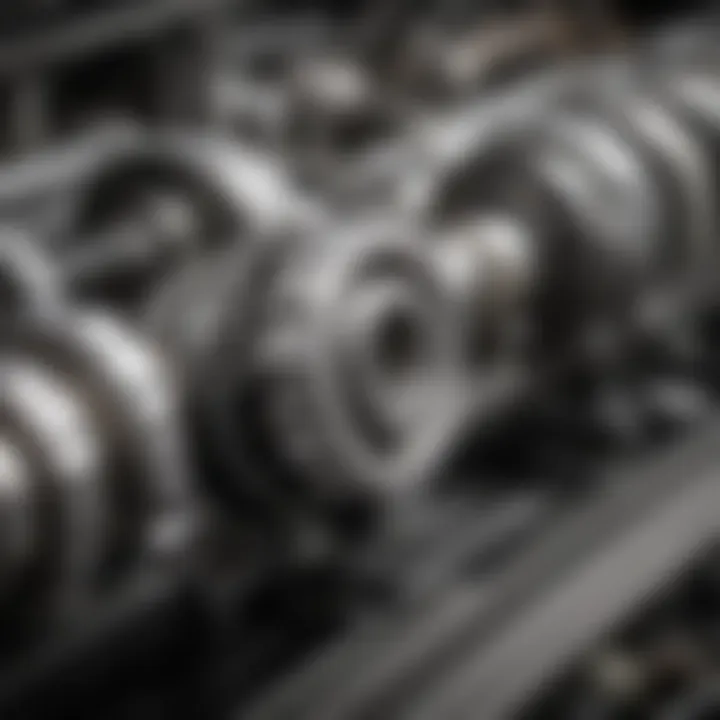 Close-up of camshaft installation in a competitive racing engine