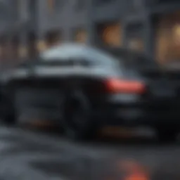 A sleek black car with glossy tires showcasing street legal tire shine.