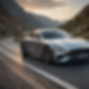 A high-end luxury car driving on a scenic road, embodying performance and elegance.