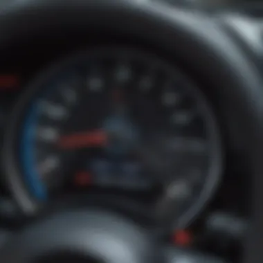 Fuel Efficiency Metrics Close-up of the Jaguar F-Pace dashboard showcasing fuel efficiency metrics