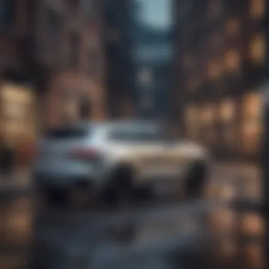 Modern Design and Engineering Jaguar F-Pace parked in an urban setting, highlighting modern design and engineering