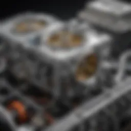 Close-up view of Thermoquad carburetor components