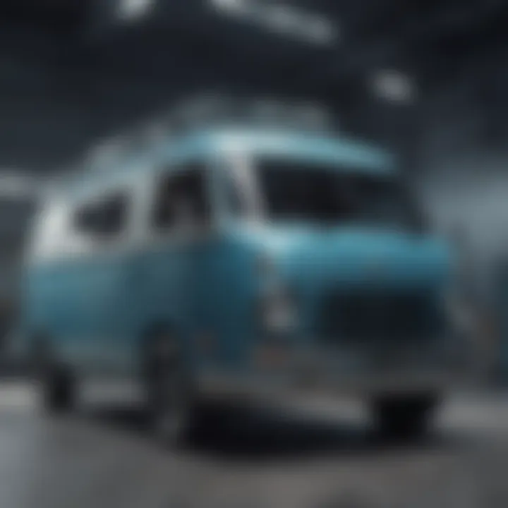 A blueprint illustrating design considerations for utility van modifications.