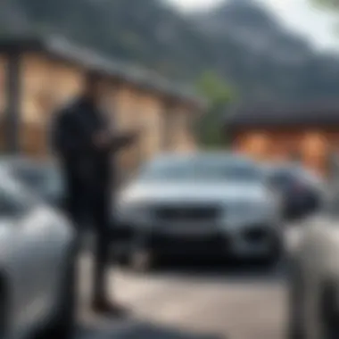 Customer Satisfaction in Car Buying A satisfied customer receiving keys to a newly purchased car