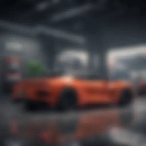 Vibrant showroom displaying a variety of cars with promotional banners