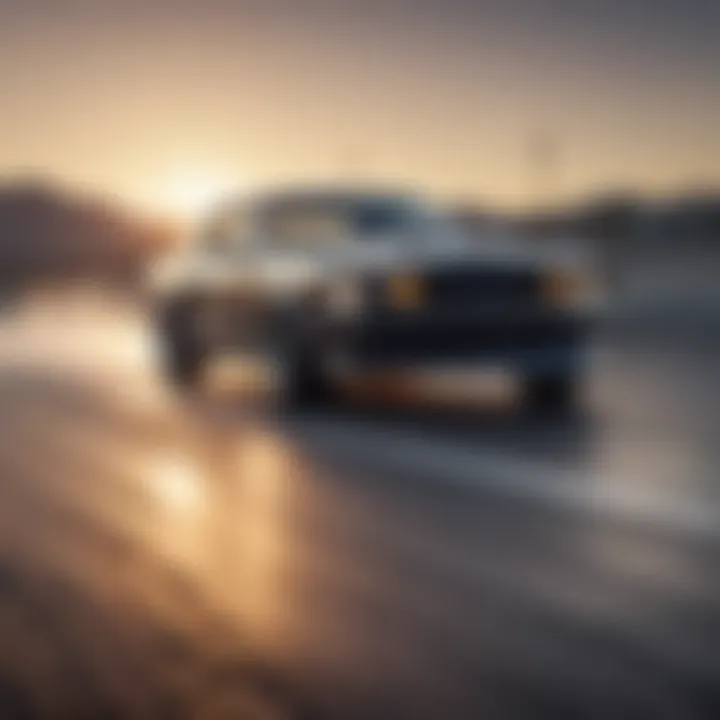 Dynamic driving scene of a Mustang equipped with Wilwood parts on a racetrack.